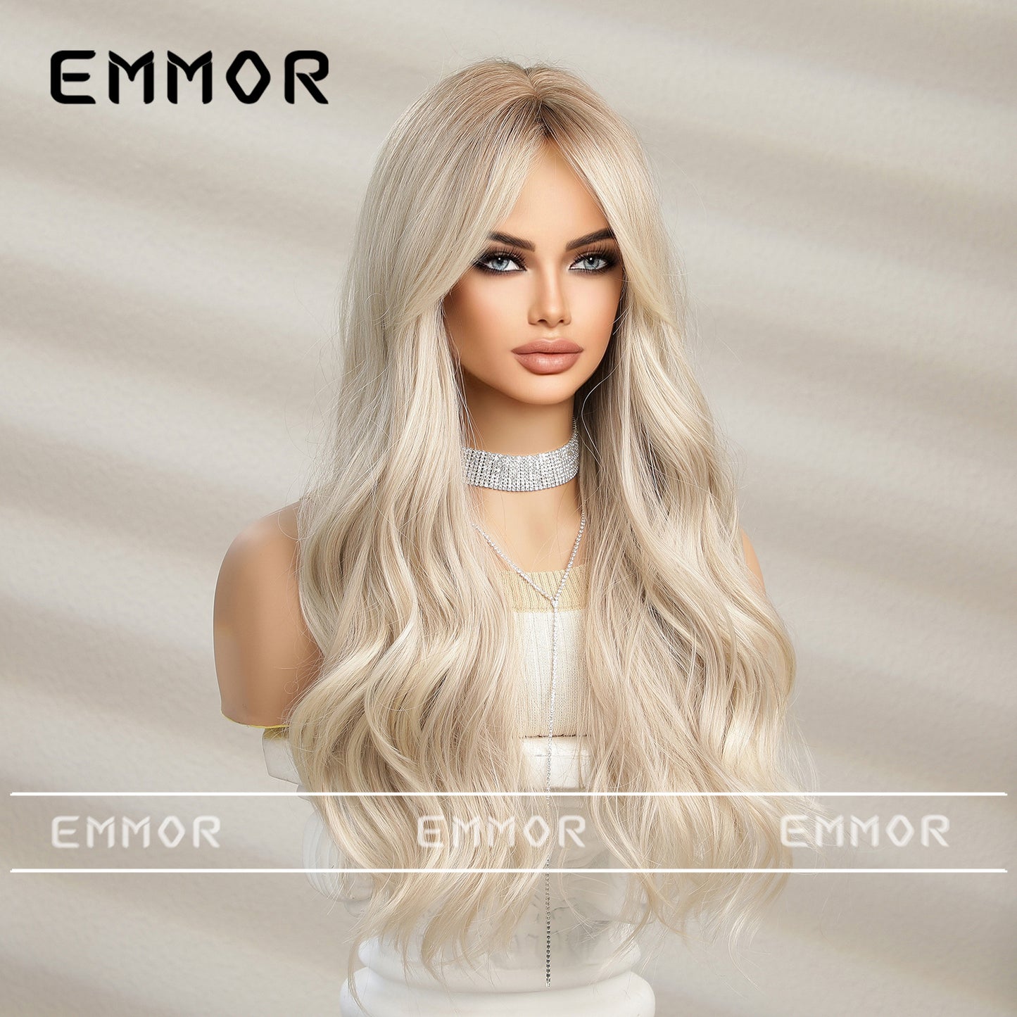 Gold Color Female Curly Hair Natural Fashion Big Wig Long Curls