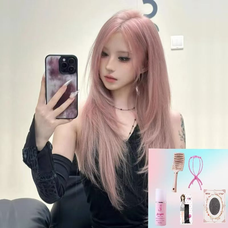 Pink Female Hair Hot Lolita Fashion Long Straight Wig