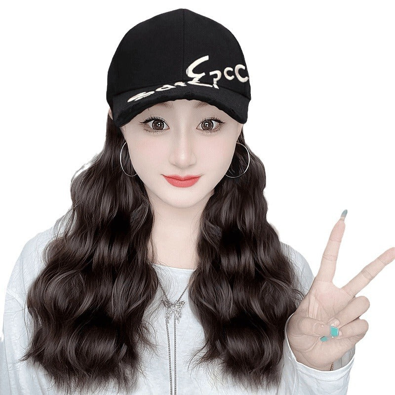 Water Ripple Curly Hair Baseball Cap Makes Face Look Wig Long Curls