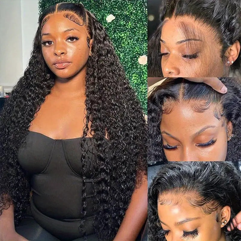 Women's Front Lace Head African Small Volume Wound Tube Wig Long Curls