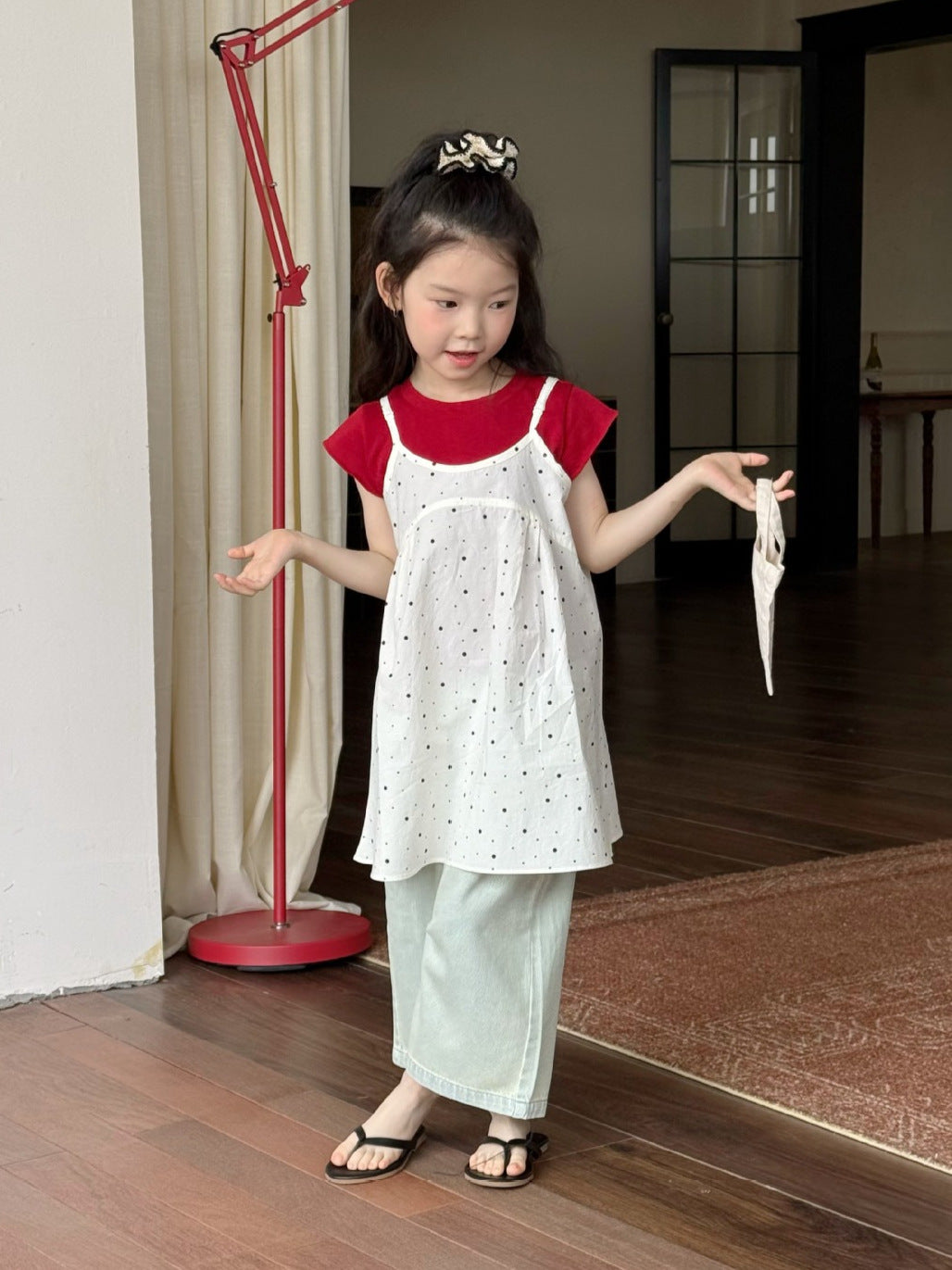 Children's Summer Korean Style Clothing Slip Wide Cotton Children's Dress