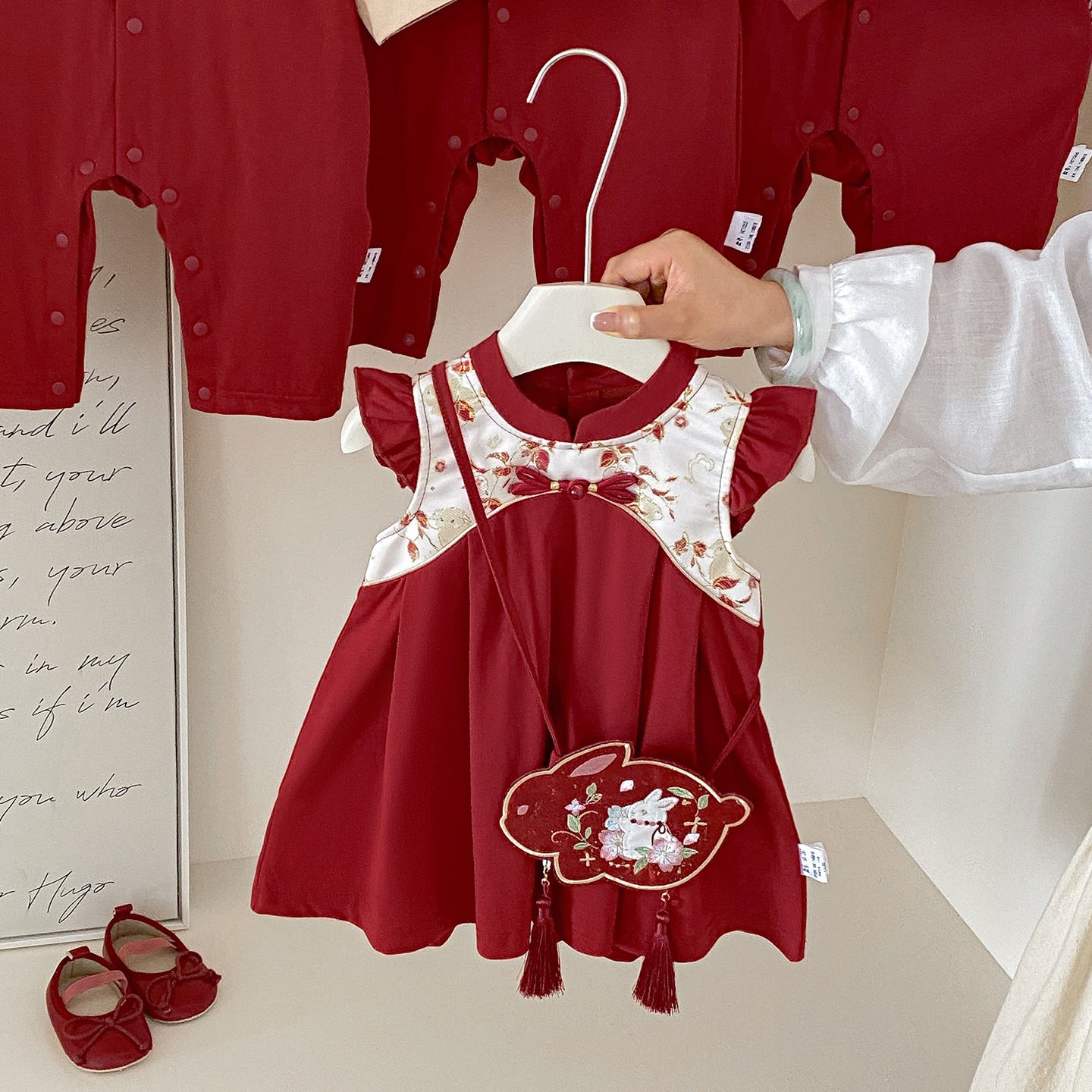 Summer Red Festive Princess One Year Old Children's Dress