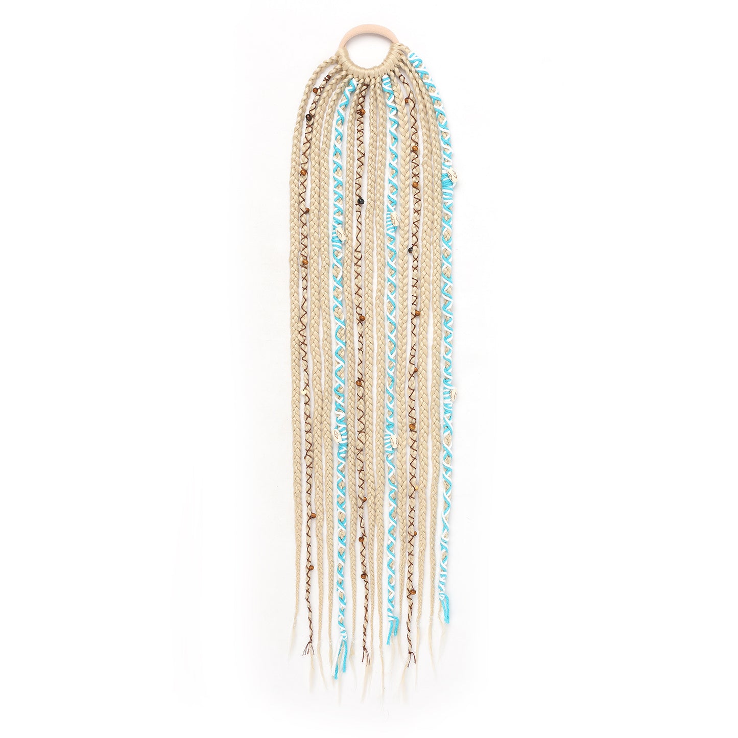 Wool Lock Beads Horse Tail Handmade Braid Hair Ring Hand-woven Wig Ponytail