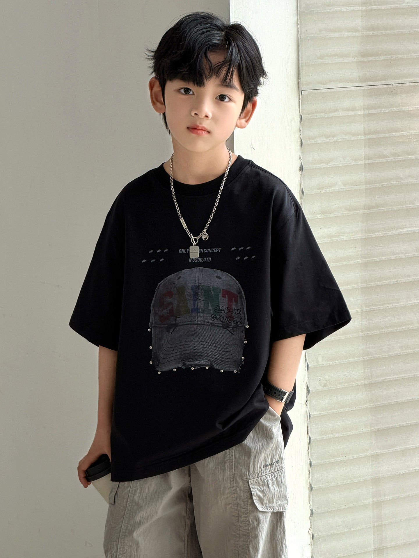Children's Boy's Short-sleeved Summer Medium Large Shirt Children's T-shirt