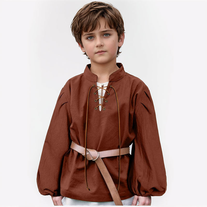 Medieval Stand Collar Shirts Boys Pirate Children's Shirt