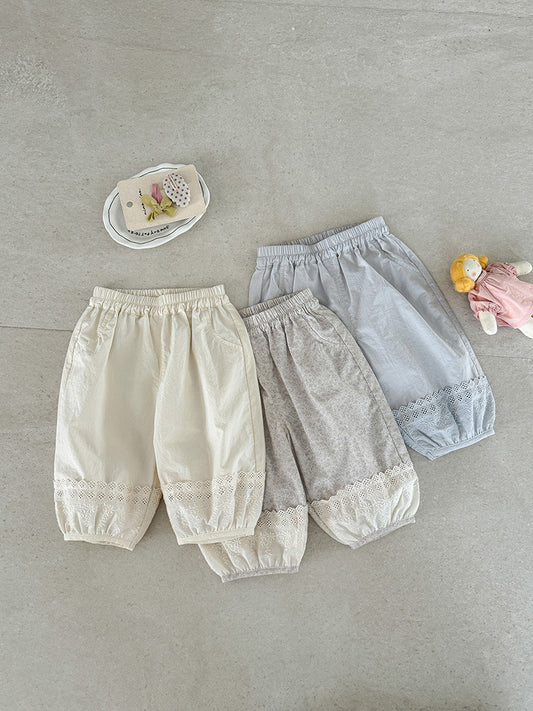 Casual Cotton Cropped Summer Infant Fashionable Lace Children's Pants