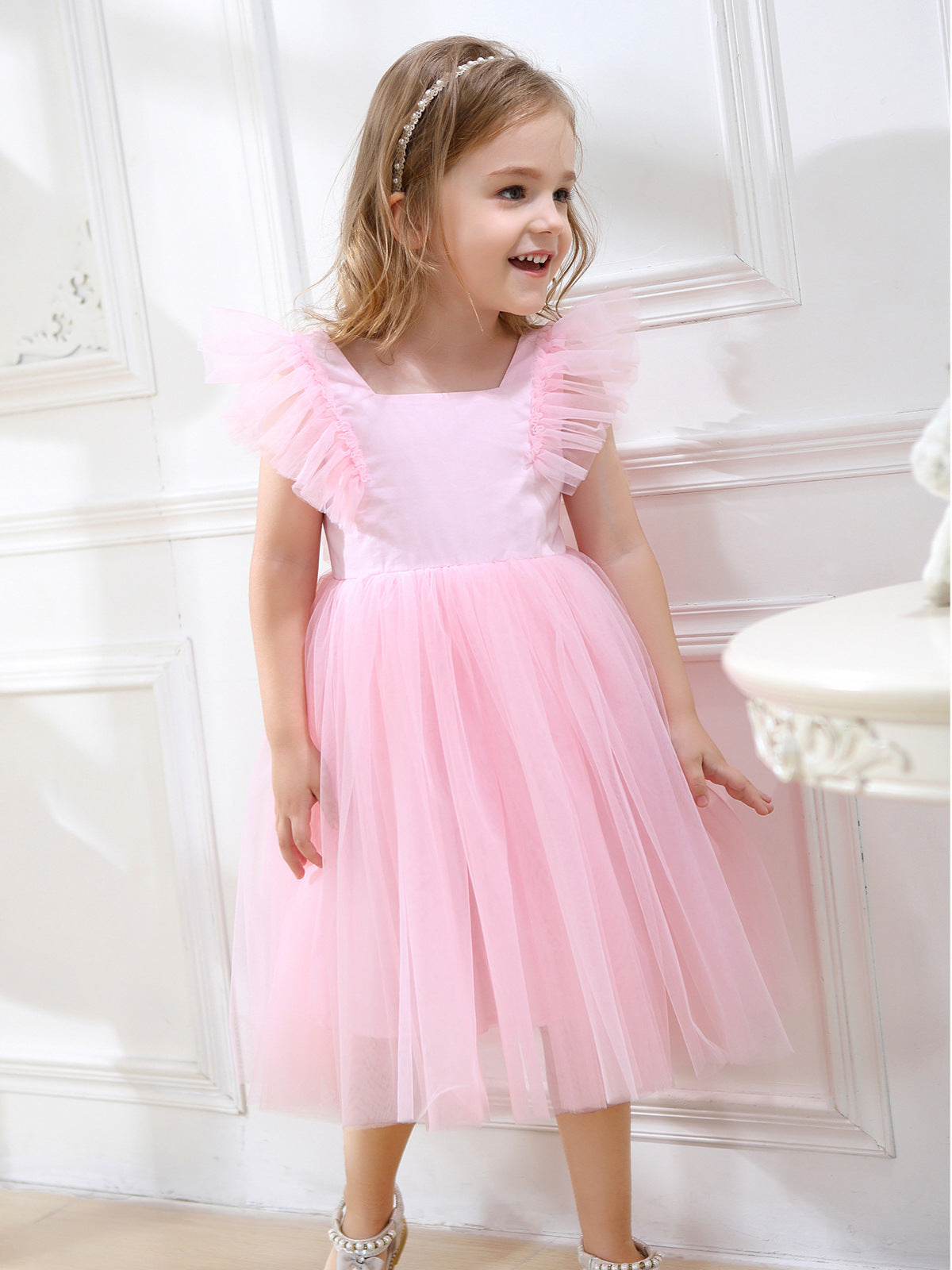 Children's Flying Sleeves Princess Flower Costume Shirt Tulle Children's Dress