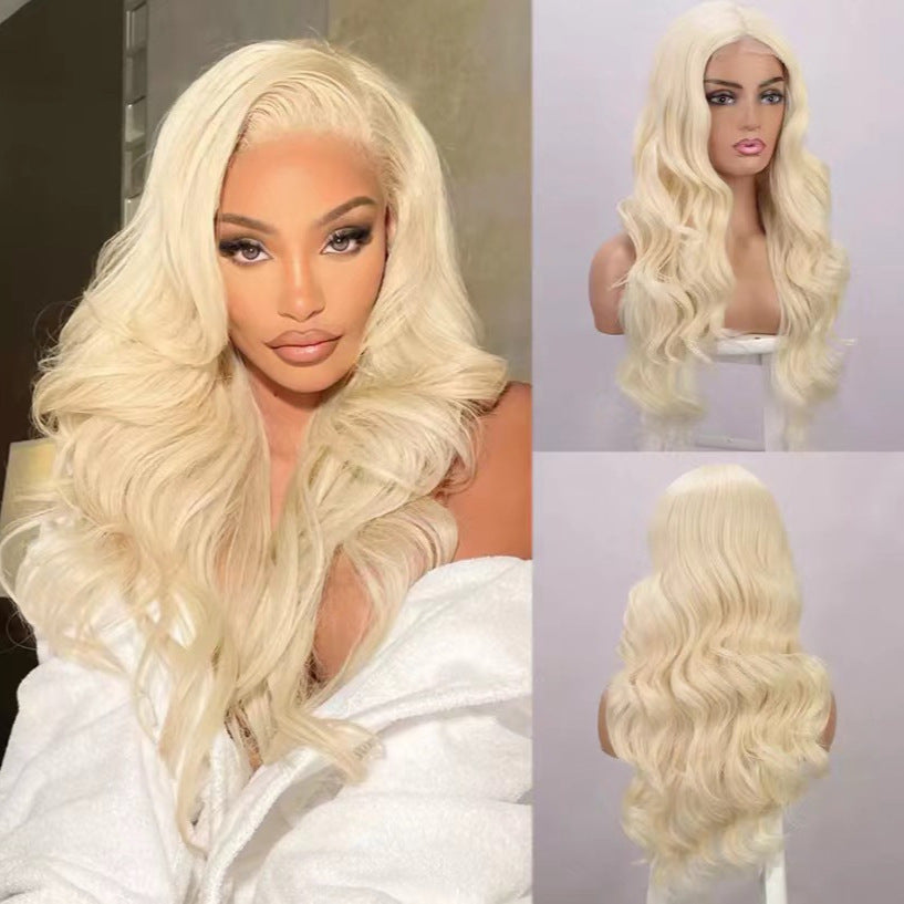 Gold Medium Large Wave Curly Synthetic Wigs Fashion Wig Long Curls