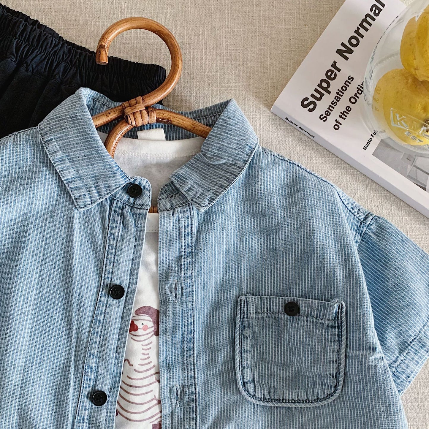 Children's Boy's Cowboy Summer Vertical Stripes Handsome Children's Shirt