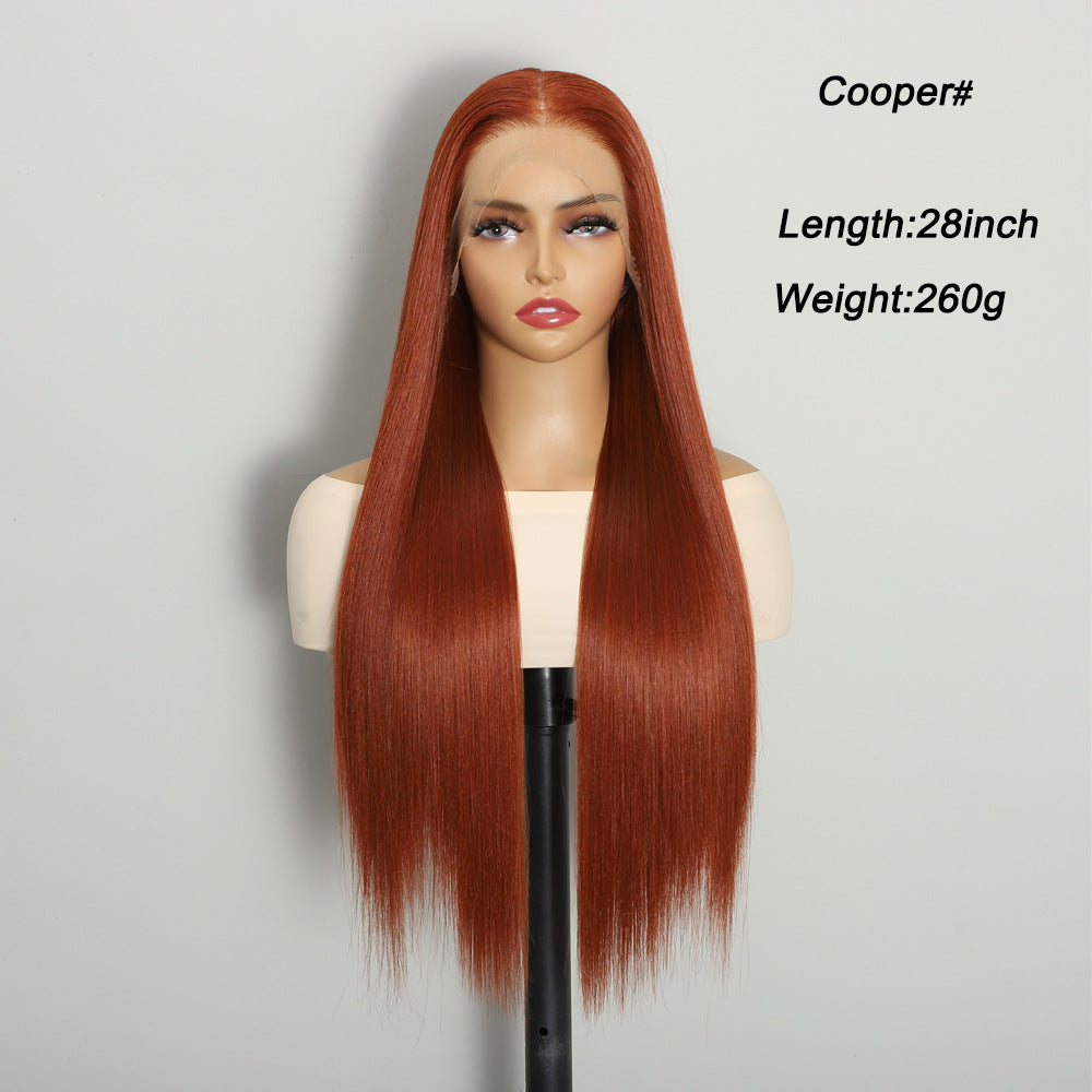 Front Lace Hand-woven Chemical Fiber Hair Hood Hd Long Straight Wig