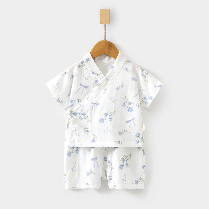 Sets Short Sleeve Shorts Bamboo Fiber Top Pants Summer Air Children's Suit