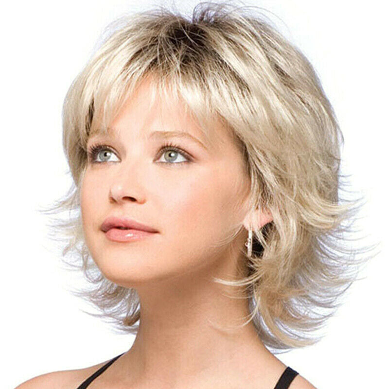 Curly Side Bangs Light Golden Style Chemical Fiber Long Straight Wig