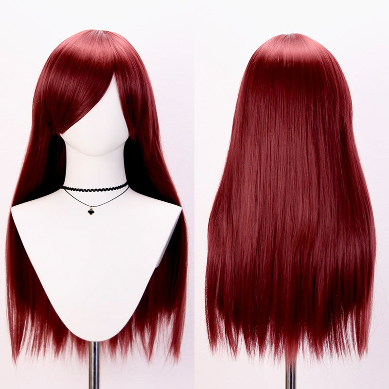 Universal Rose Net Scalp Top Mao Shape Long Bangs Straight Cos Wig