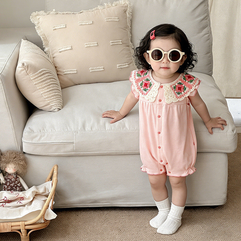 Children's Jumpsuit Flounced Sleeve Sweet Style Romper Jumpsuit, Climbing Suit