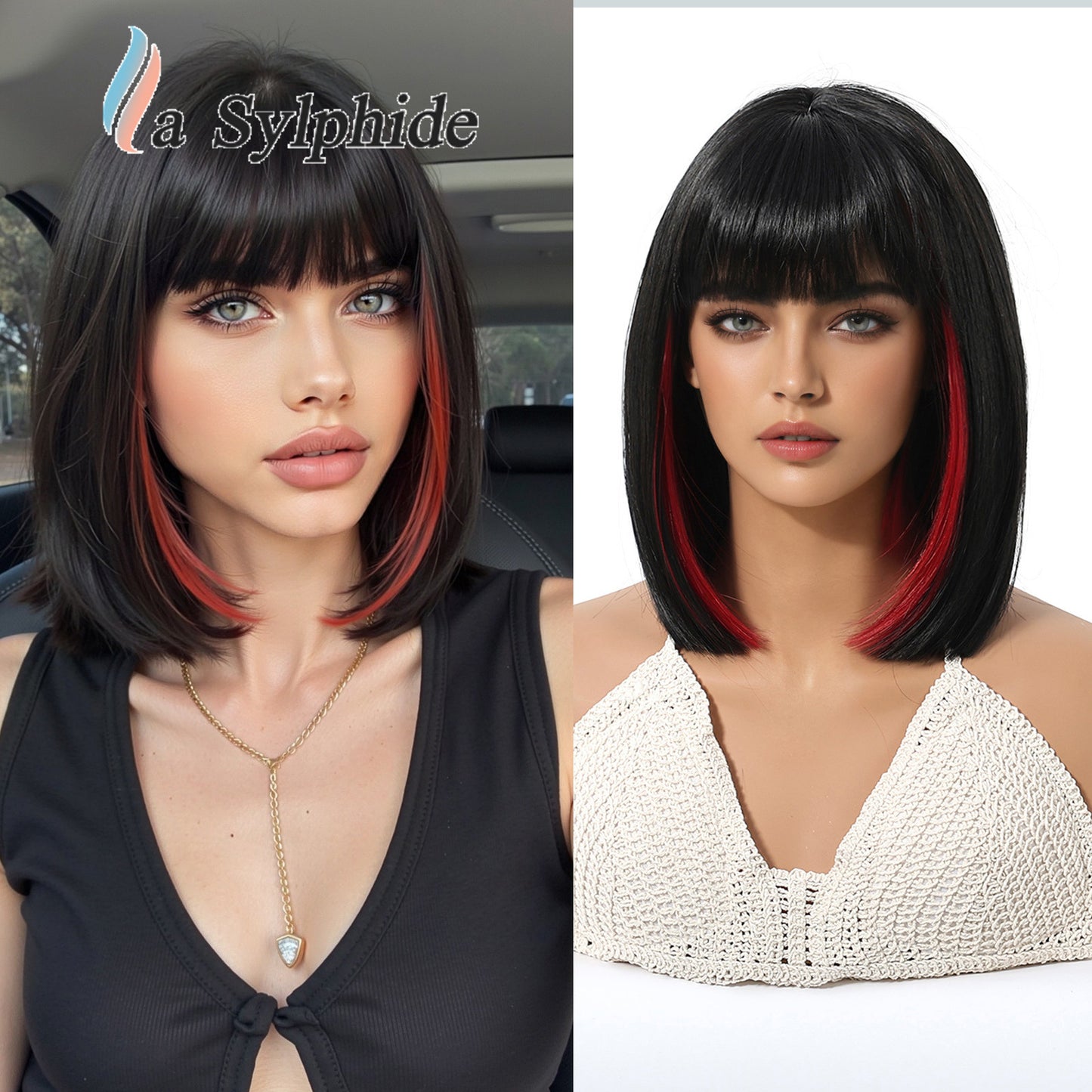 Face Natural Simulation Human Hanging Ear Dyed Wig Short Straight Hair
