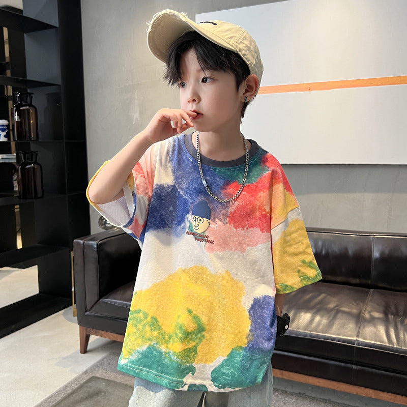 Children's Clothing Summer Clothes Cotton Short Sleeve Middle Big Fashion Children's T-shirt