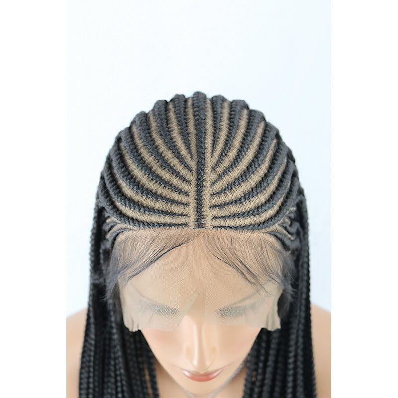 Women's Full Lace Front Ridge Corn Braid Braided Long Straight Wig