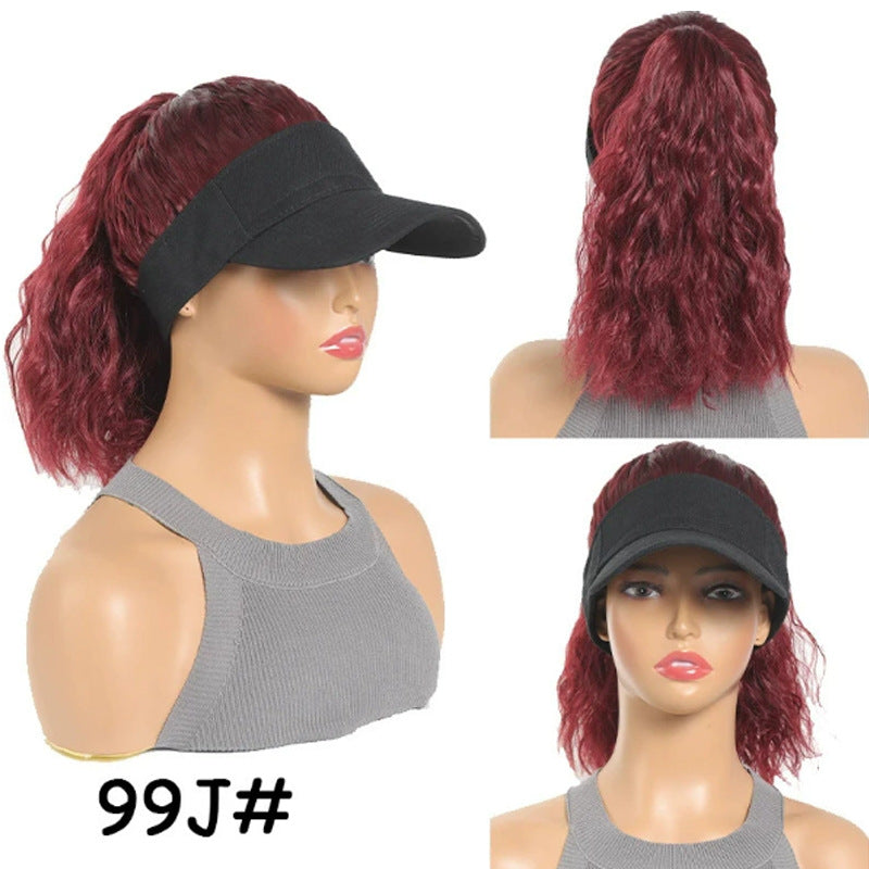 Women's Hat All-in-one Fashion Trendy Corrugated Curly Hair Air Top Wig Ponytail