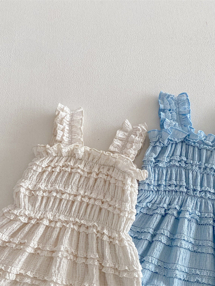 Korean Summer Sling Romper Infant Lace Sleeveless Thin Triangle Jumpsuit, Climbing Suit