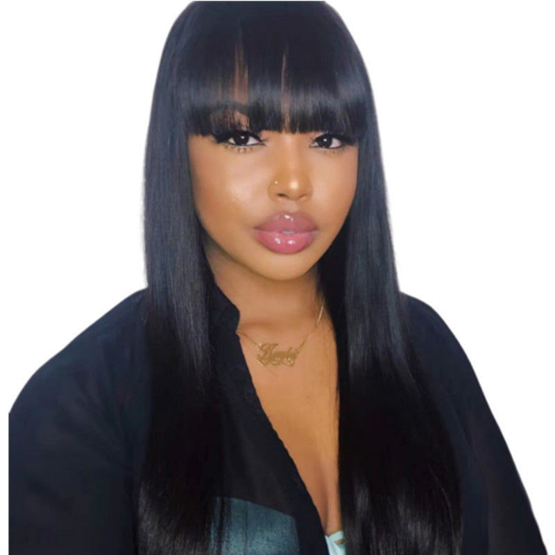 Women's Fashion Bangs Natural Fluffy Hair Chemical Fiber Long Straight Wig