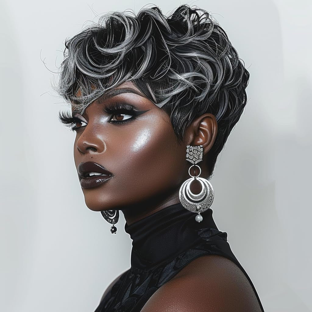 African Fluffy Each Big Rose Net Wig Short Curly Hair