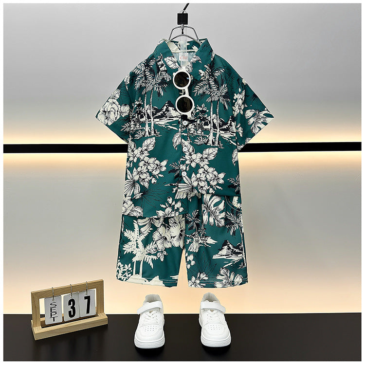 Children's Summer Casual Short Sleeve Shirt Outfit Trendy Loose Clothing Children's Suit