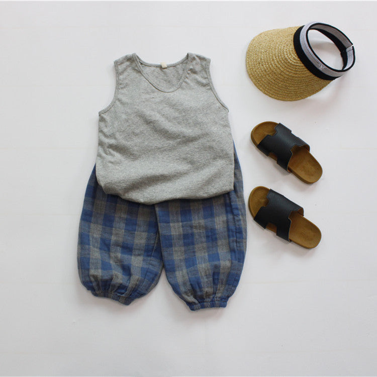 Children's Korean Style Trousers Spring Casual Plaid Boys Loose Children's Pants