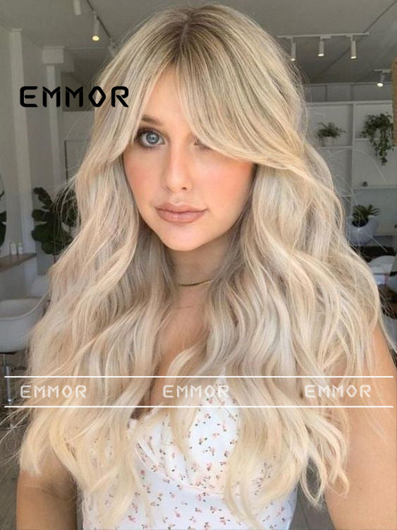 Gold Color Female Curly Hair Natural Fashion Big Wig Long Curls