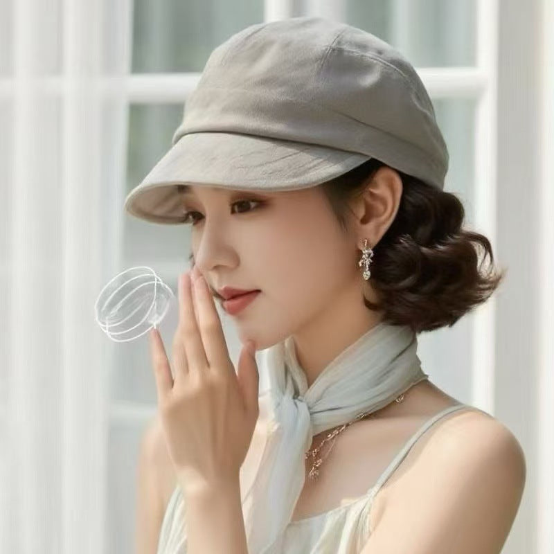 Hat Integrated Female Light Pleated Sun Simulation Wig Short Curly Hair