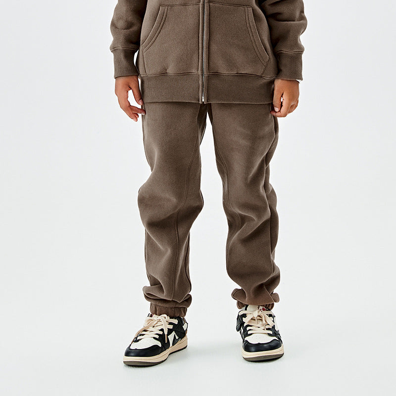 Children's Clothing Gray Series Veet Boys Fashion Thick Children's Pants