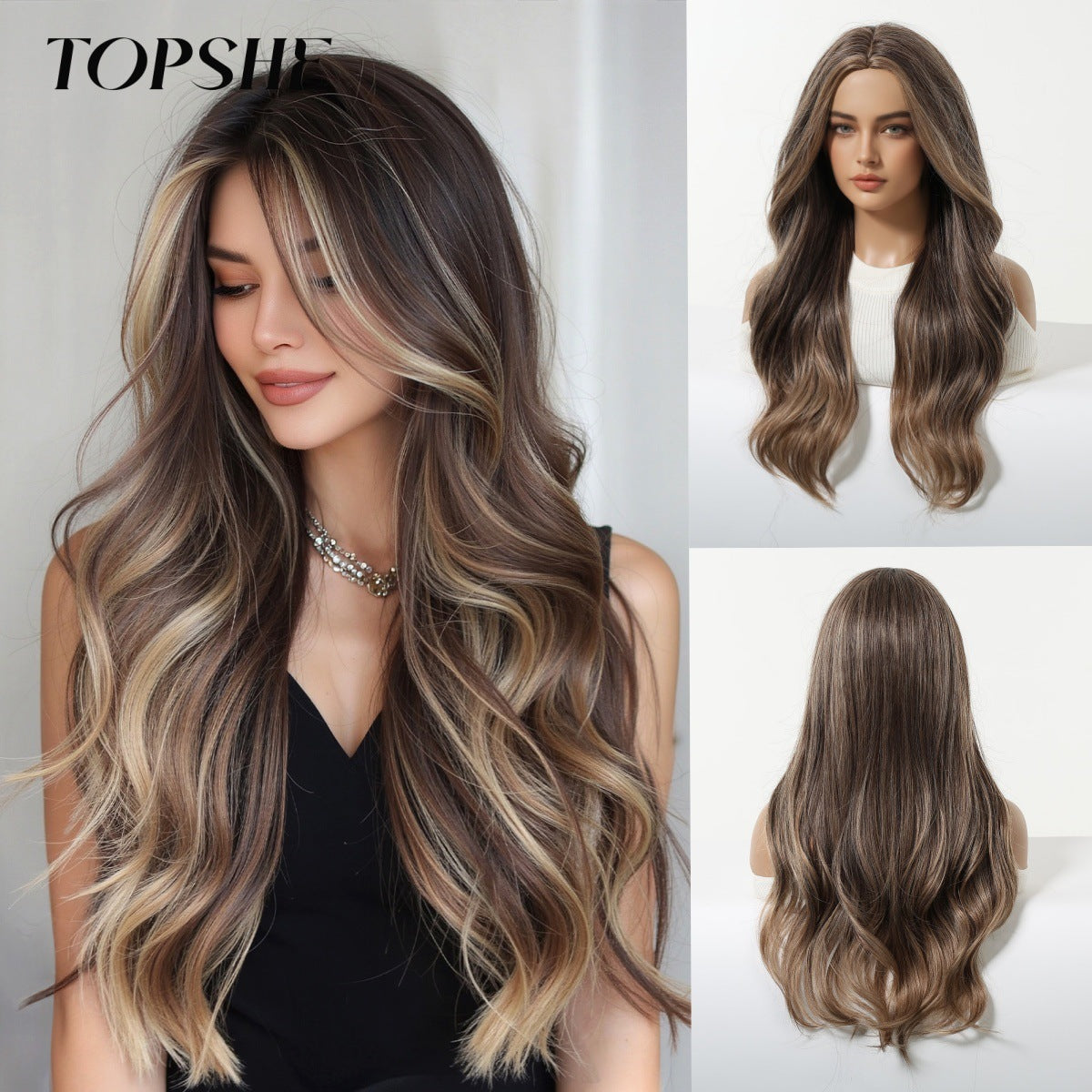 Women's Fashion Big Wave Medium Curly Hair Dyed Wig Long Curls