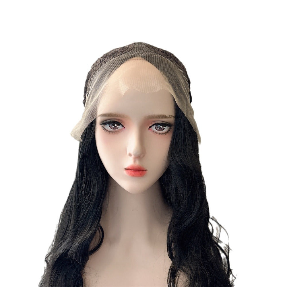 Women's Big Wave Mid-length Black Curly Head Wig Long Curls