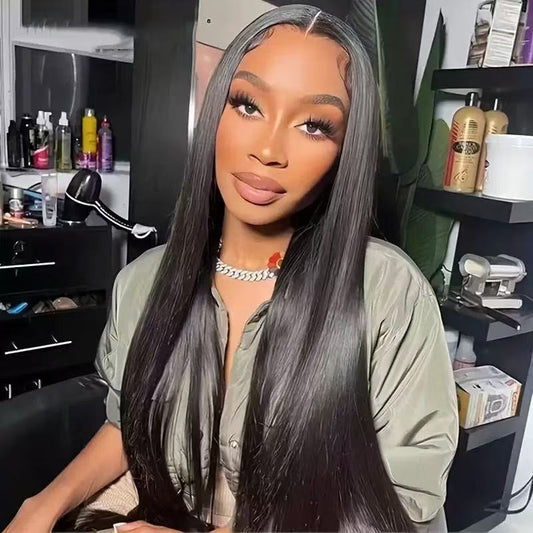 Women's Fashion Front Lace African Medium Hair Long Straight Wig