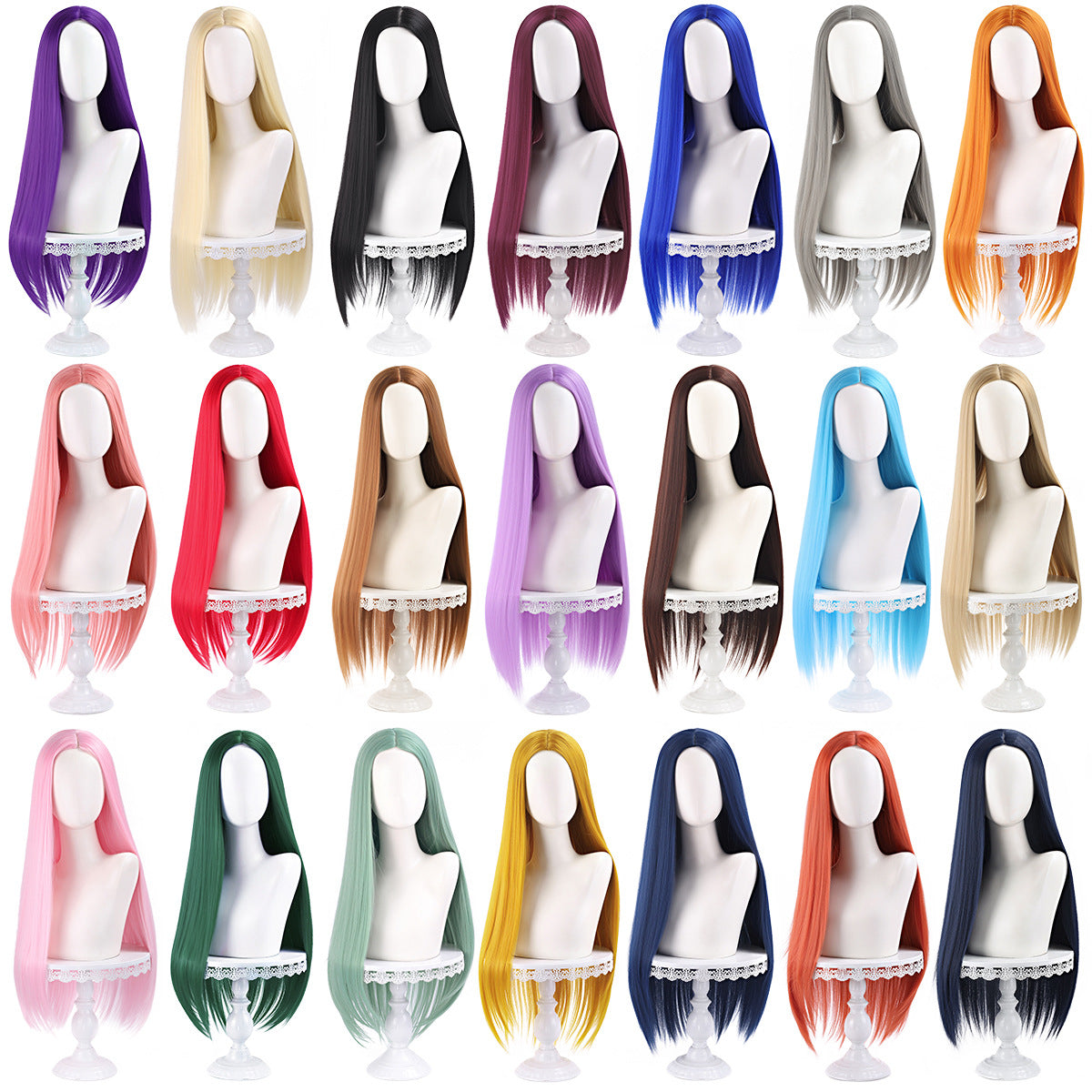 Main Universal Medium Scalp Black Hair Long Straight Wig