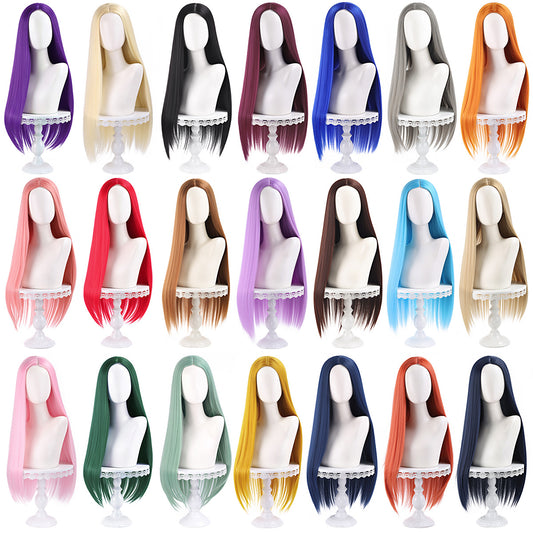 Main Universal Medium Scalp Black Hair Long Straight Wig