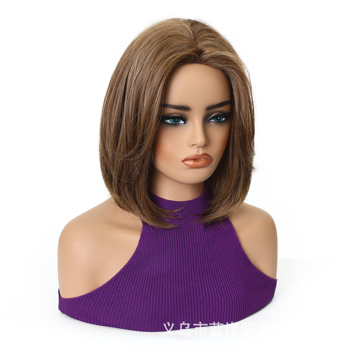 Women's Fiber Summer Realistic Natural Middle Age Wig Short Straight Hair