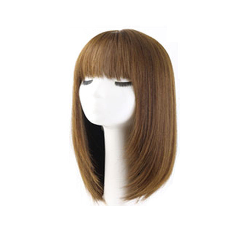 Women's Long Straight Full Natural Collarbone Mid-length Real Hair Wig