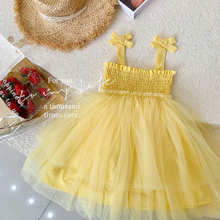 Veil Summer Bow Toddler Princess Tulle Children's Dress