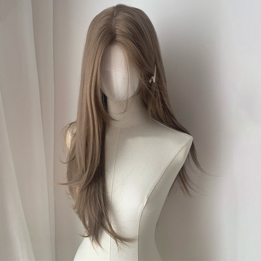 Female Forehead Lace High Level Mixed Long Straight Wig