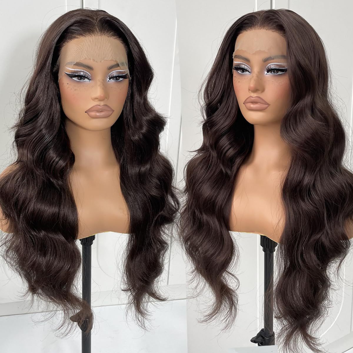 Women's Front Lace Synthetic Wigs Golden Medium Curly Hair Big Wave Wig Long Curls