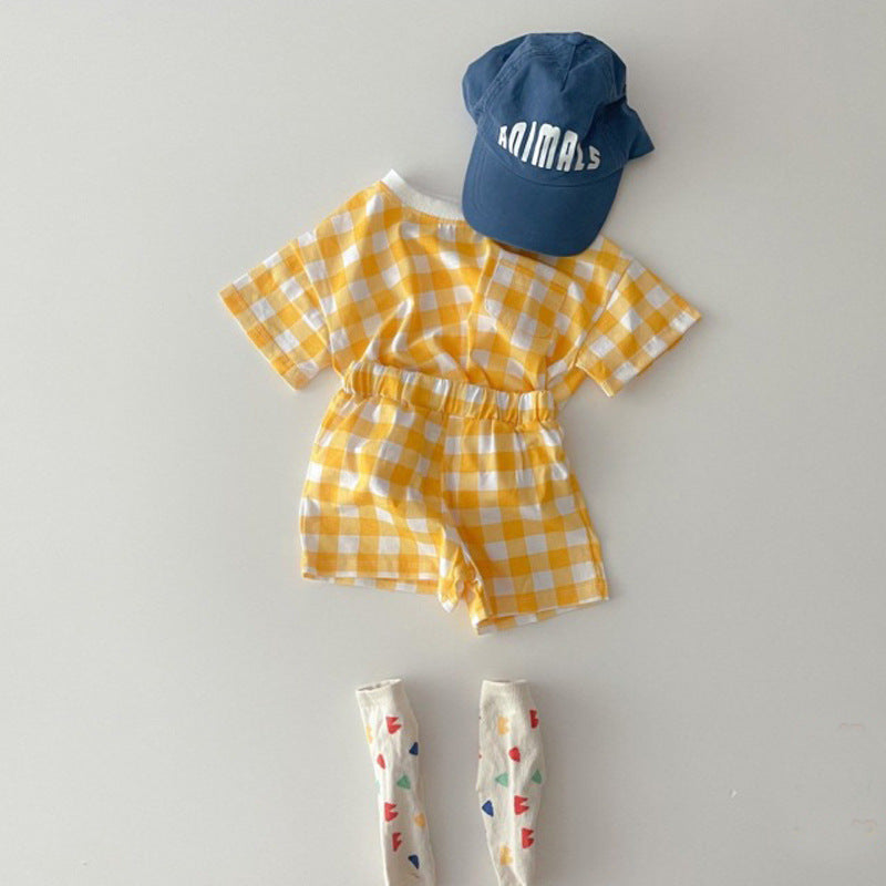 Refreshing Cotton Short Sleeve Summer Love Children's Suit