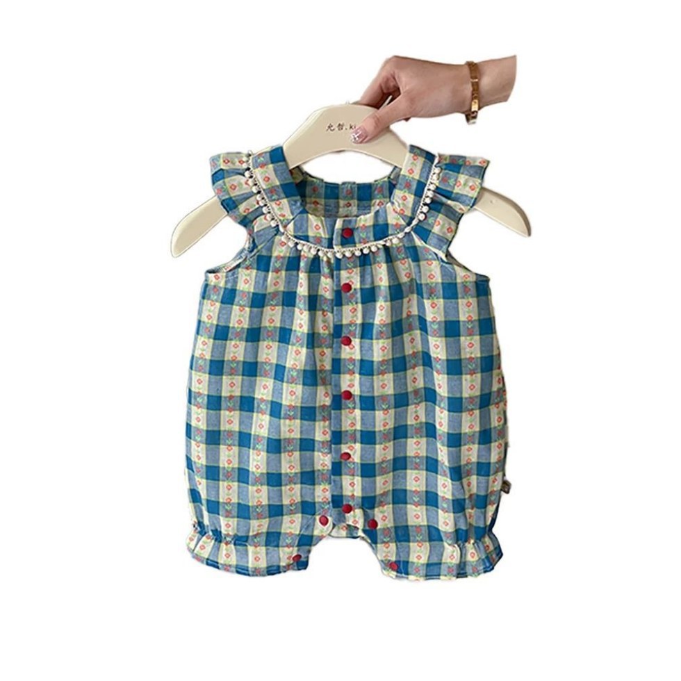 Summer Clothes For Babies Front Open Jumpsuit, Climbing Suit