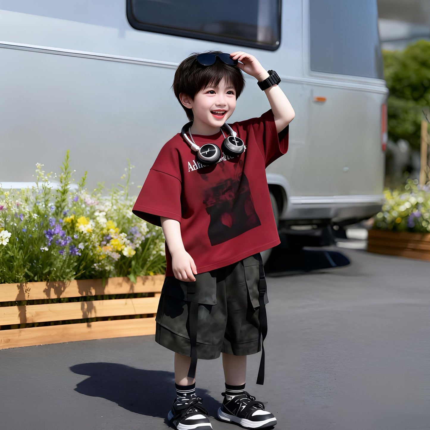 Children's Summer Western Style Short Sleeve Cool Handsome Children's Suit
