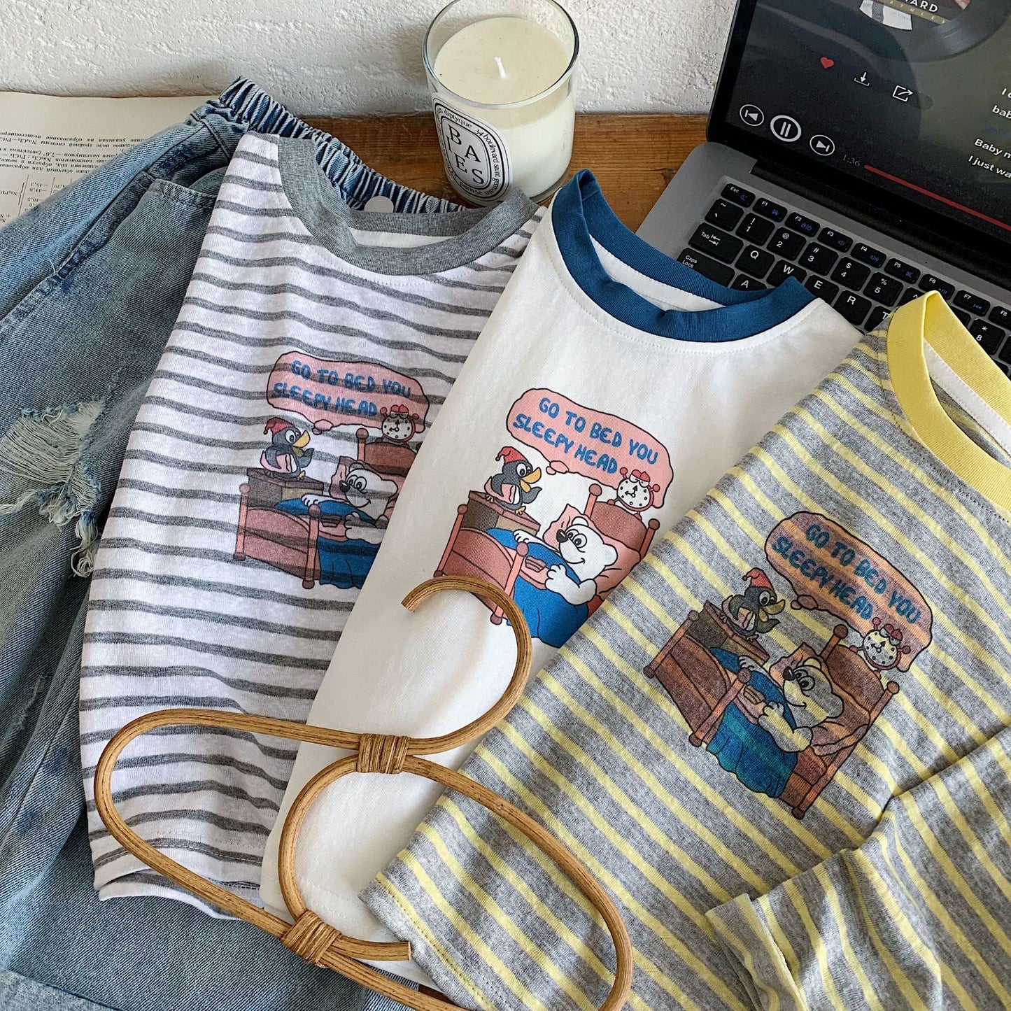 Children's Spring Cartoon Printed Pullover Bottoming Shirt Medium Large Long Sleeve Children's T-shirt