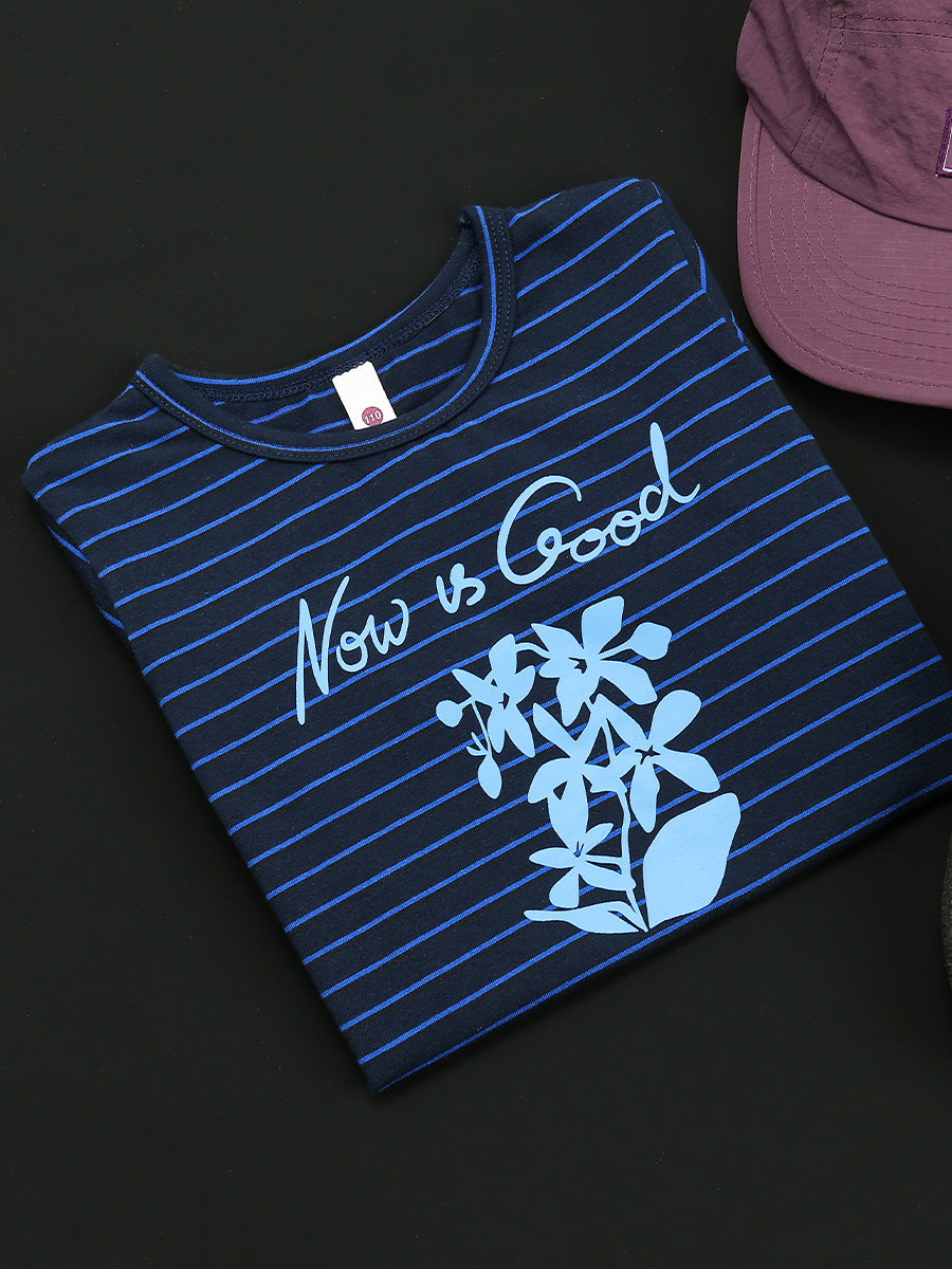 Children's Mountain Contrast Color Striped Clothing Printed Soft Short Children's T-shirt