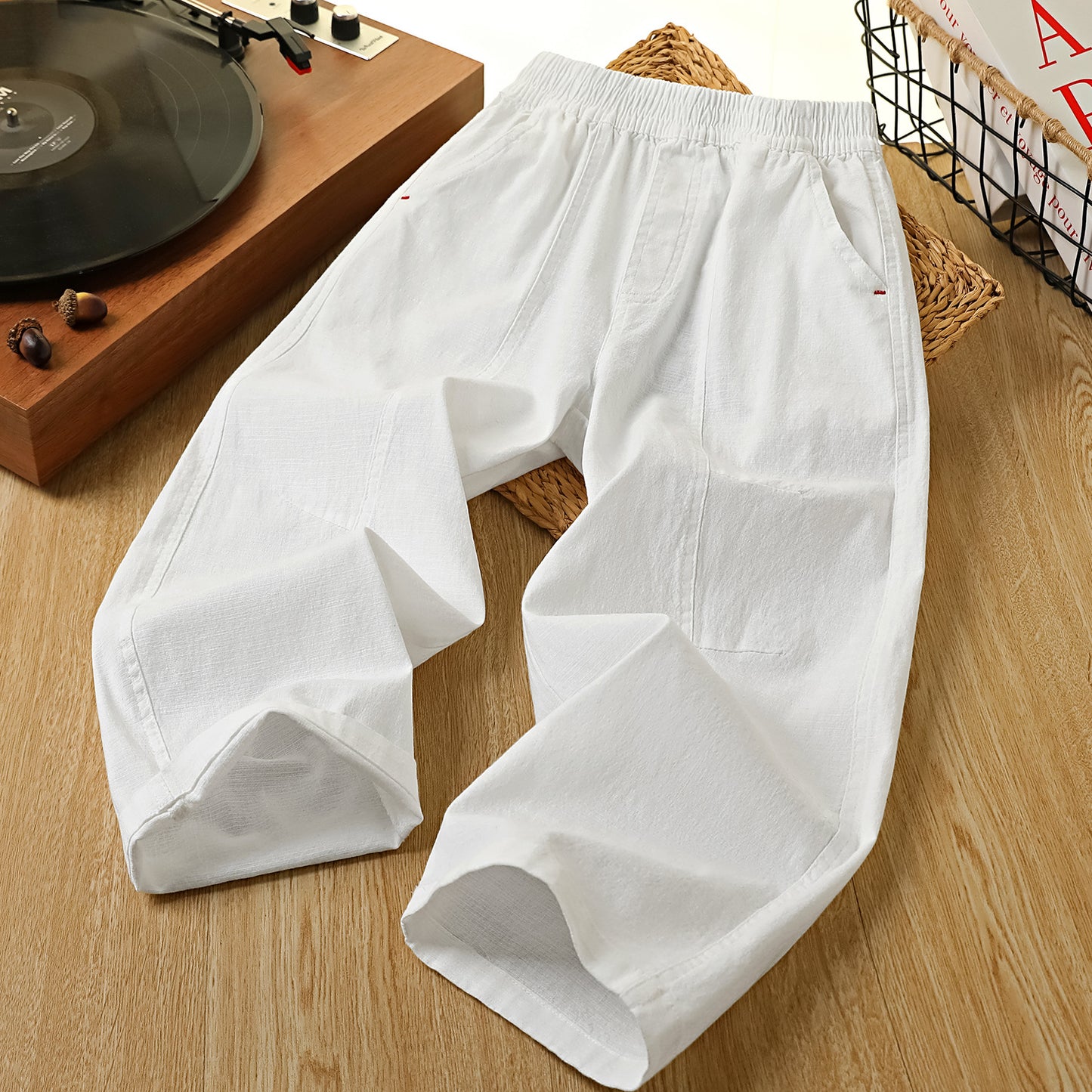Children's Straight Casual Summer Cotton Linen Trousers P Children's Pants