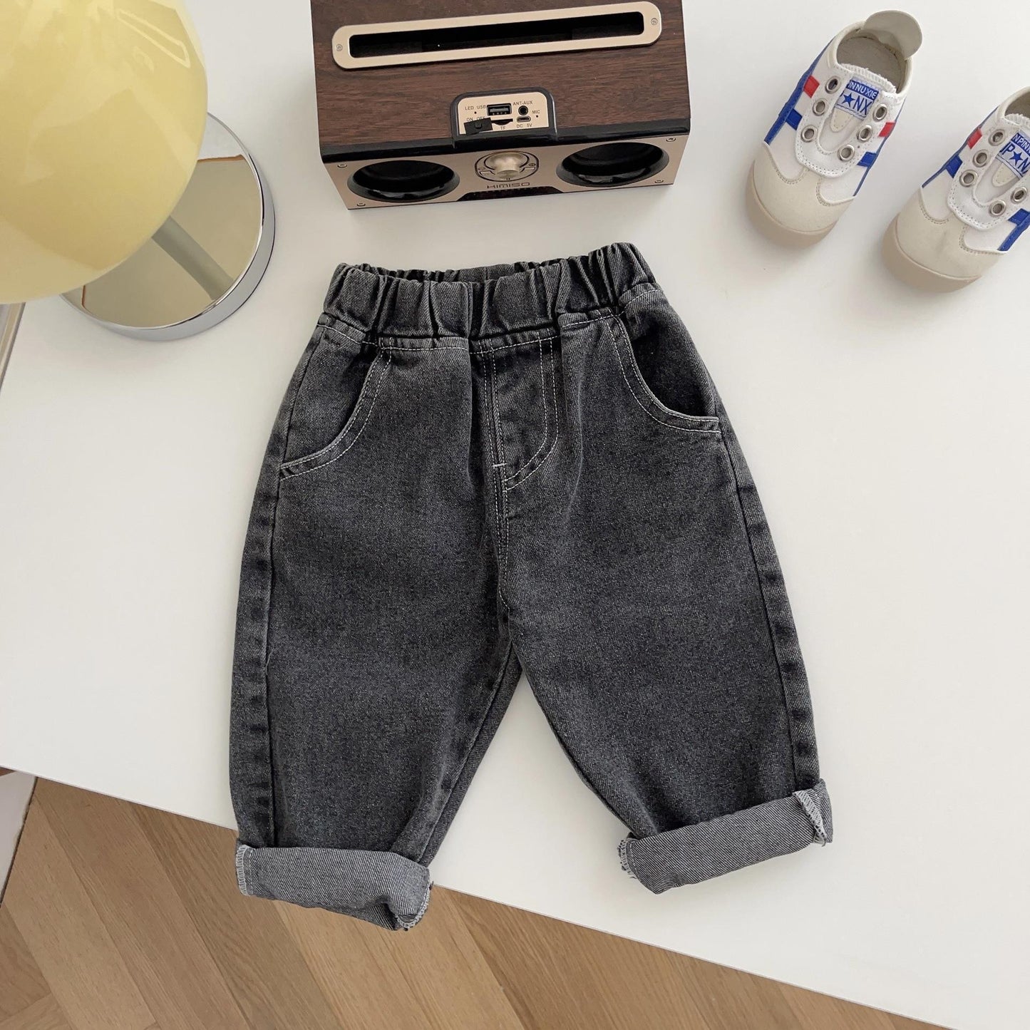 Children's Beautiful Jeans Fashionable Solid Color Soft Straight Children's Pants