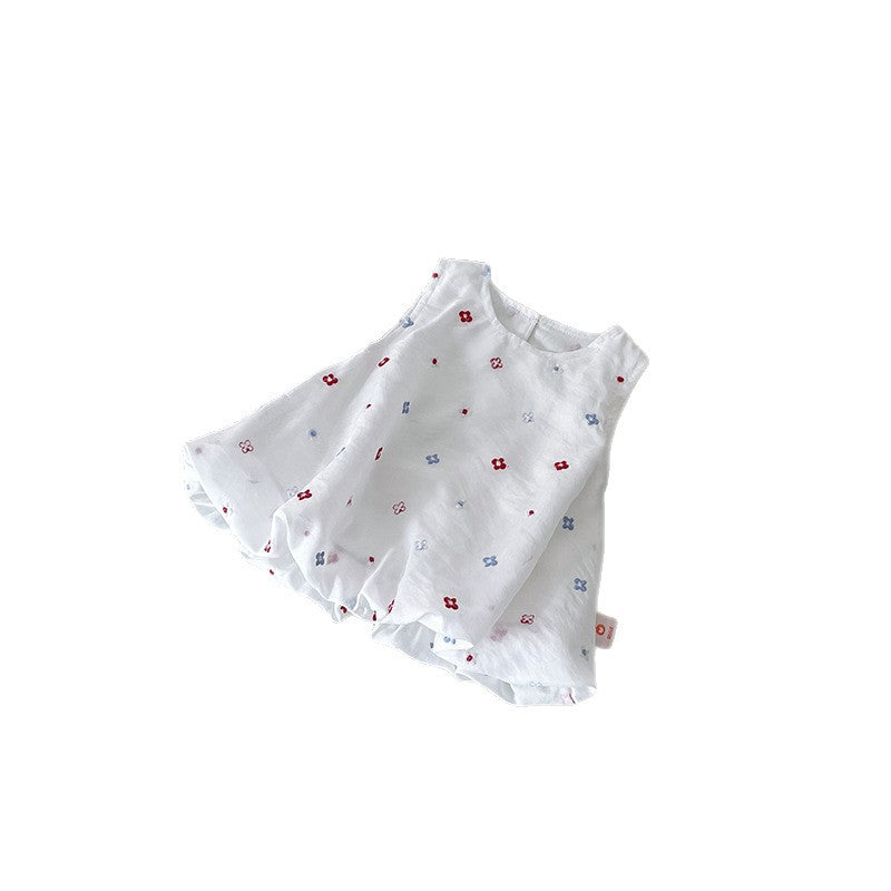 Children's Suit Full Printed Small Flower Jerkin Children's T-shirt