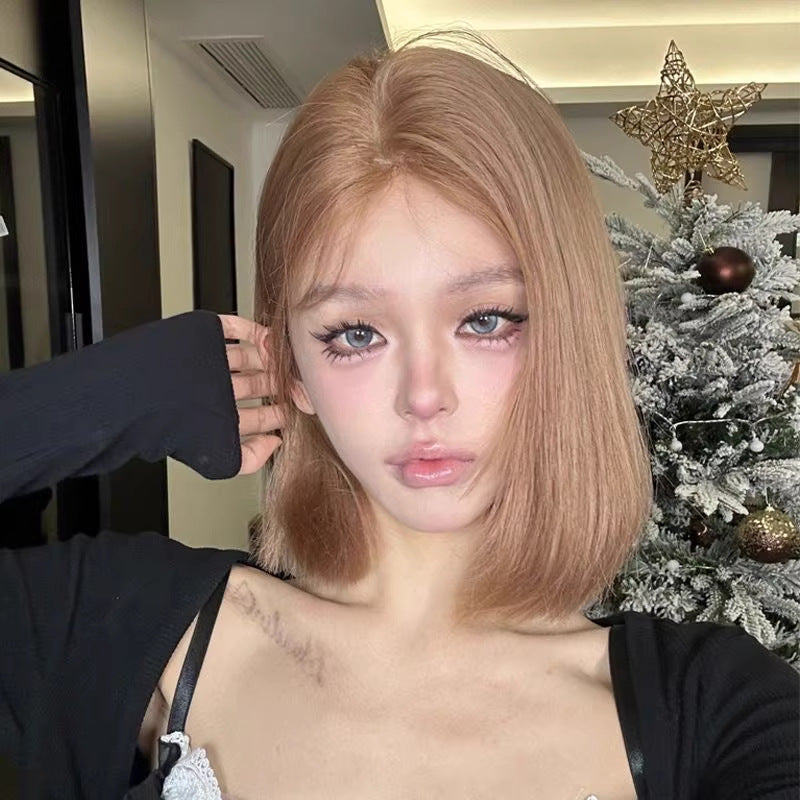 Women's Coney Small Lace Hot Summer Thin Temperament Mid-point Daily Full Wig Short Straight Hair