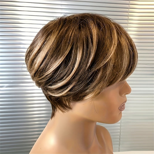 Elegant Human Short Full Mechanism Cover Real Hair Wig